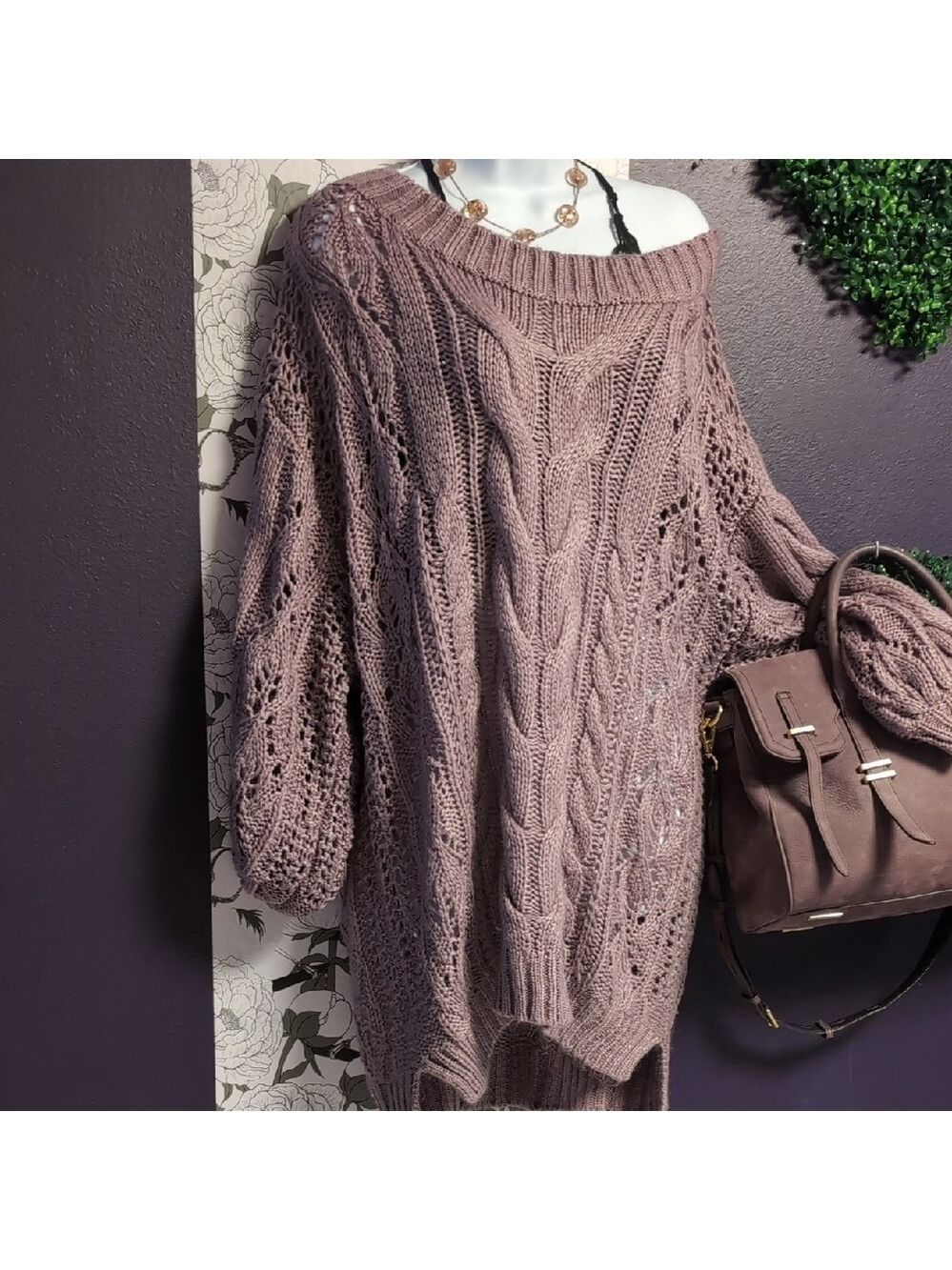 3 Bird Nest Lilac Off-the-Shoulder Sweater - Picture 4 of 6